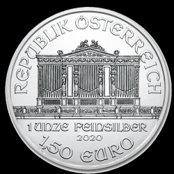 Austrian Philharmoniker 1 toz 2020 BU zilveren munt voorkant